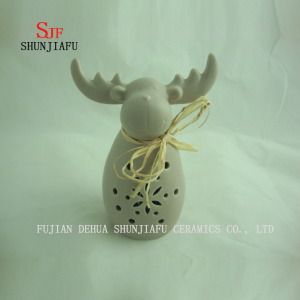 Cute Deer Head Decorative Art White Lighting Bedroom, Ceramic/B